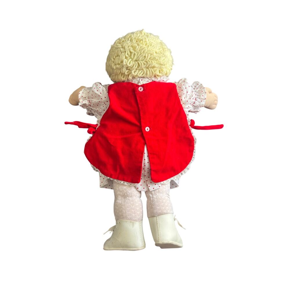 VTG 1982 Cabbage Patch Kids Doll Blonde Hair Blue Eyes Bell On Shoes Red‎ Dress - Picture 7 of 10